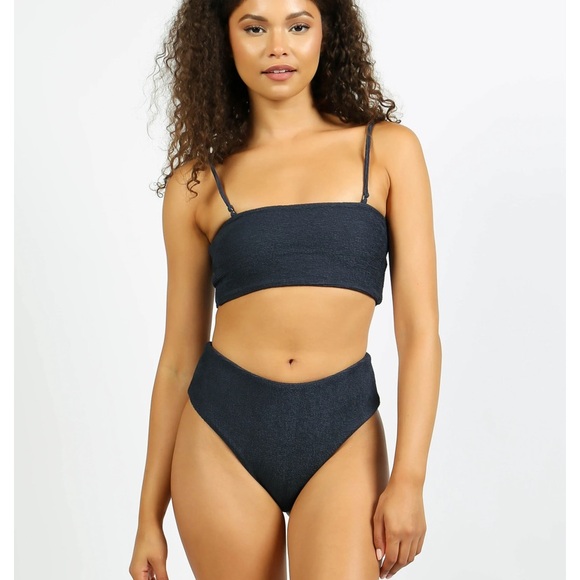 Nirvanic Other - Nirvanic Bikini Set June Top and Nahla Bottom in Black Crinkle